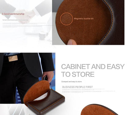 Business card holder with capacity features