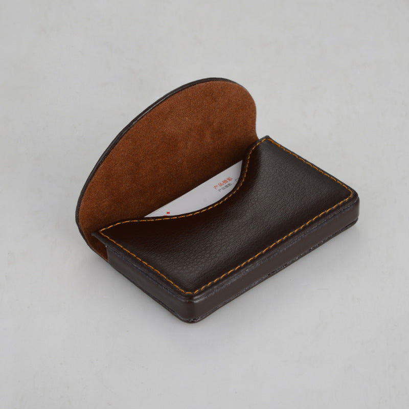 Premium leather business card holder front view