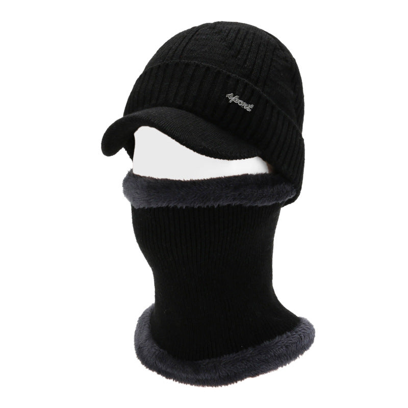 Acrylic knit winter hat with scarf