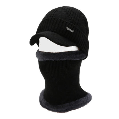 Acrylic knit winter hat with scarf