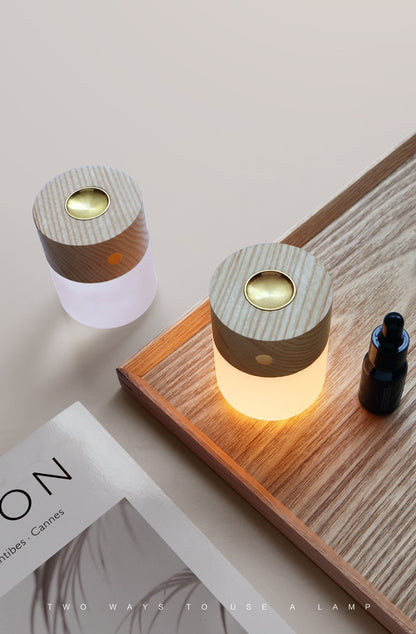 wood finish table lamp image 3