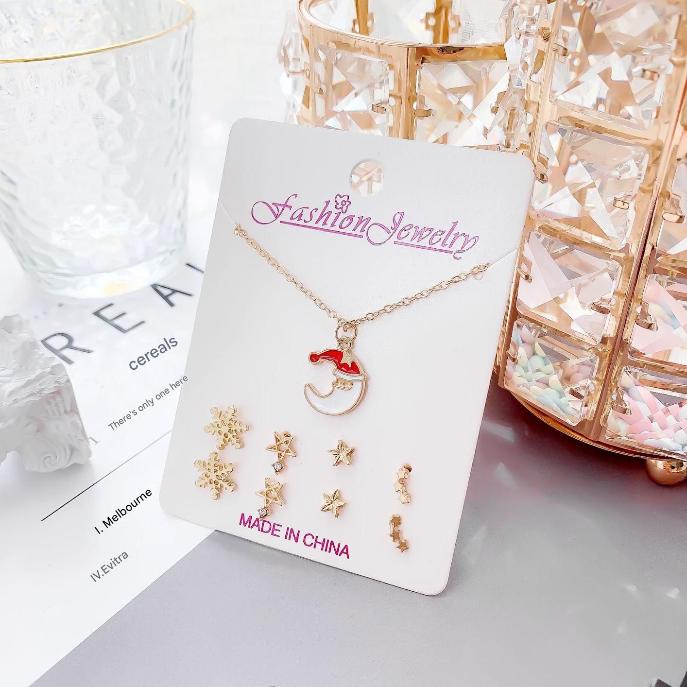 Gold crystal snowman earrings image
