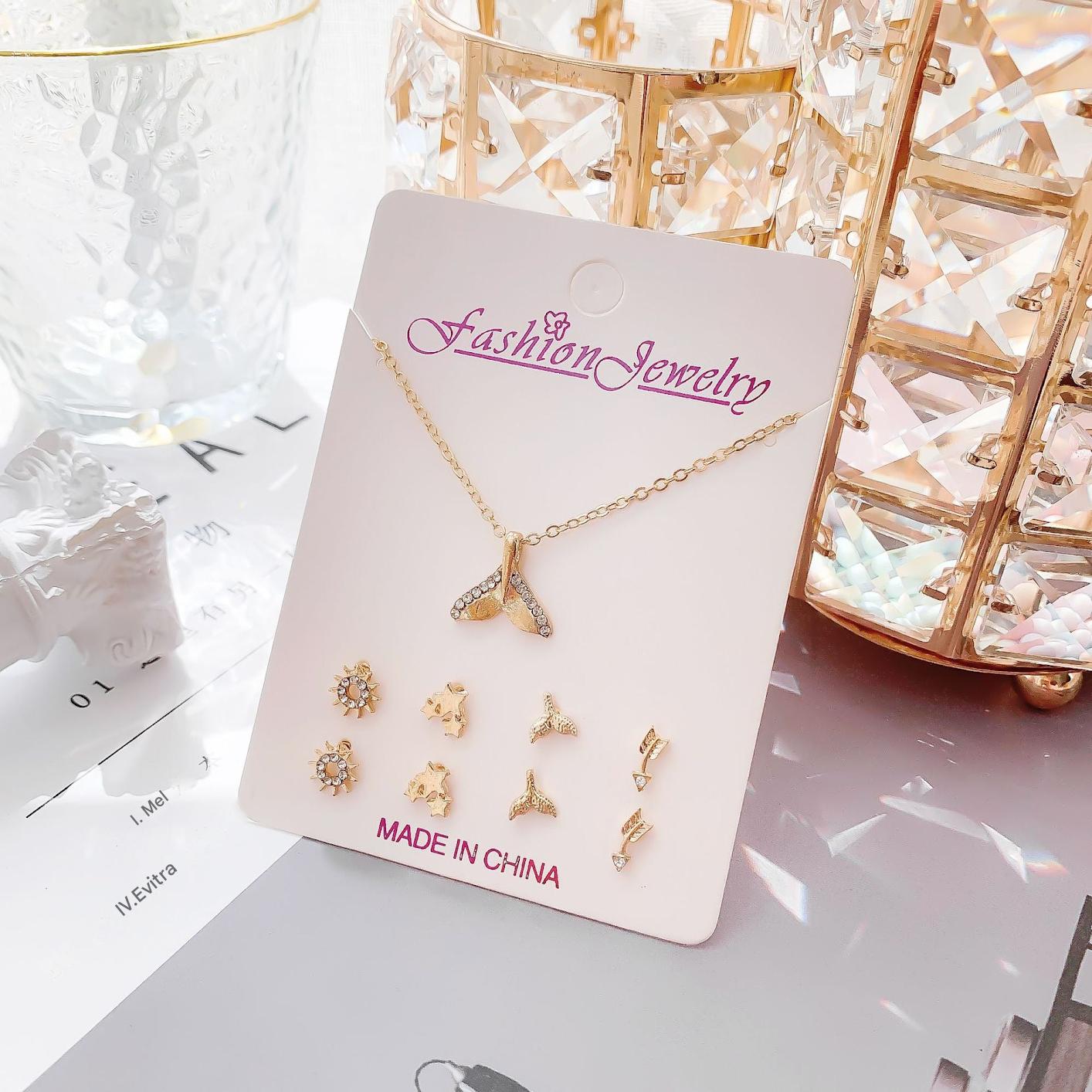 Close up of festive jewelry set