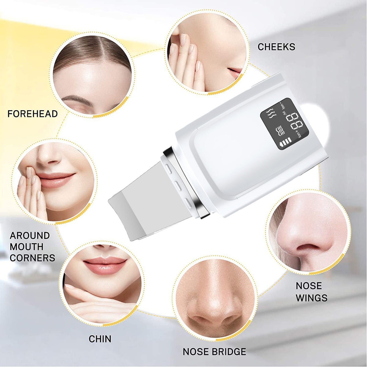 LCD skin scrubber facial cleansing device