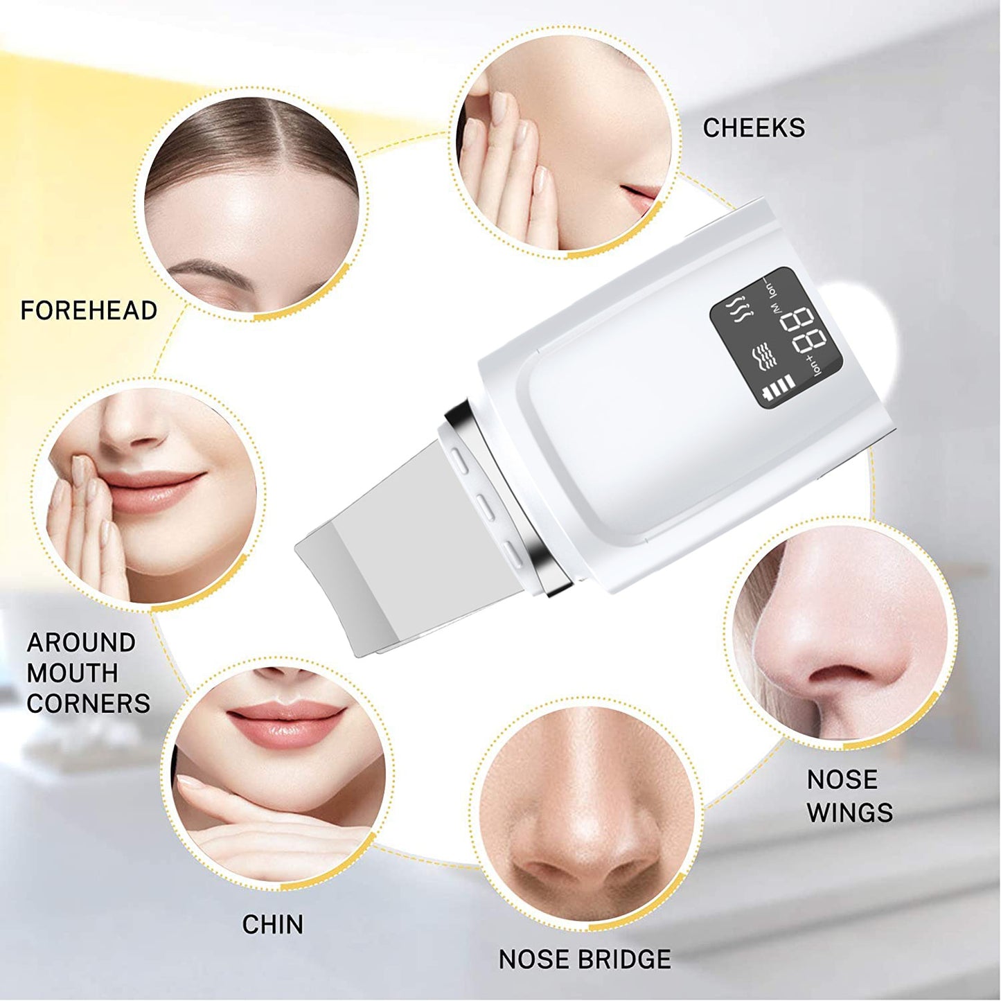 LCD skin scrubber facial cleansing device