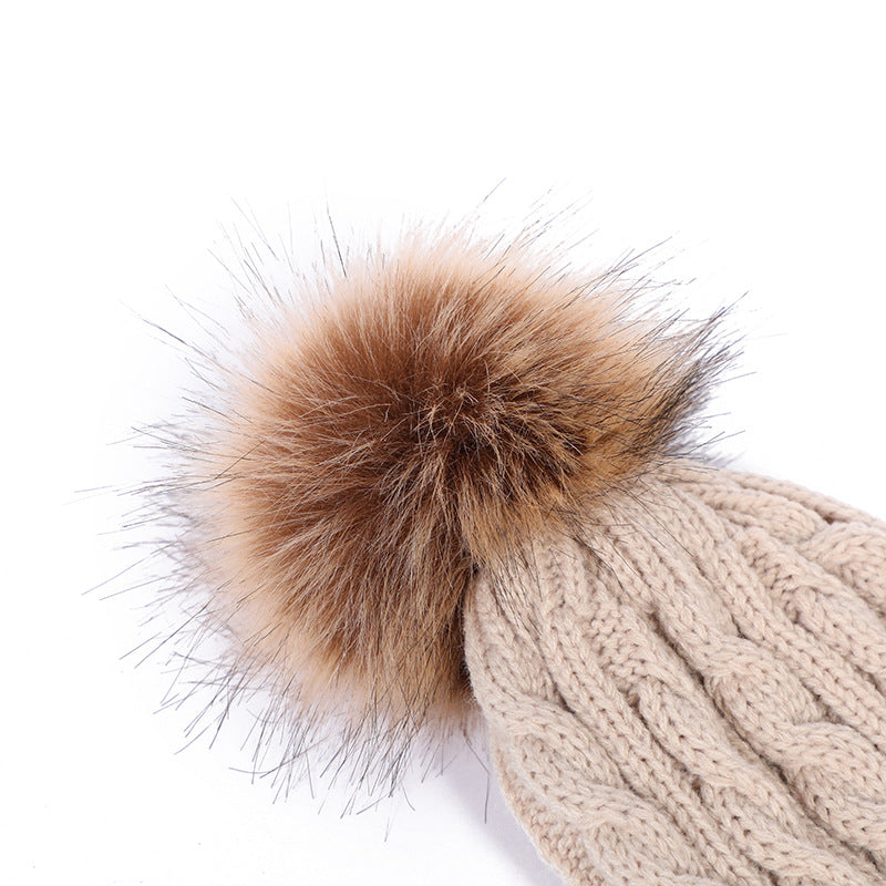 Knit beanie hat navy with pom pom