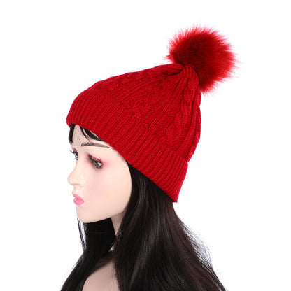 Knit beanie hat dark gray with pom pom