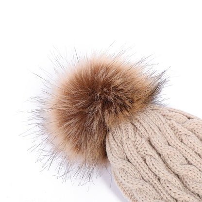 Knit beanie hat navy with pom pom