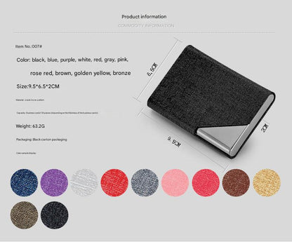 Open business card holder showcasing cards