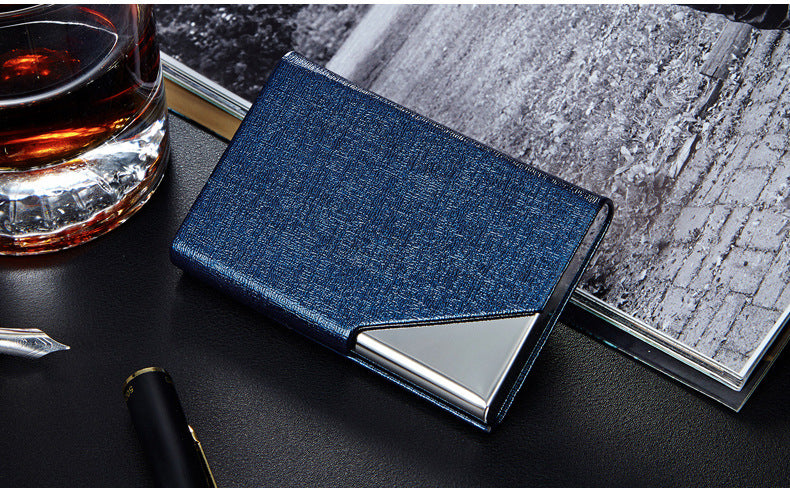 Open business card holder showcasing cards