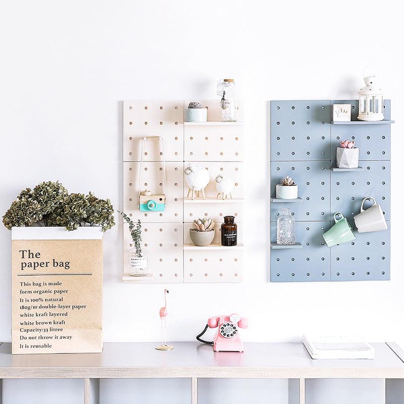 Wall-mounted storage rack in kitchen