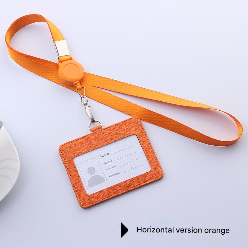 Orange PU card holder for school or work