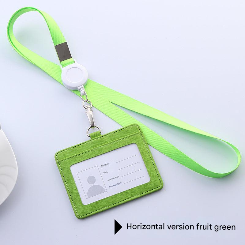 Red ID badge holder with retractable lanyard