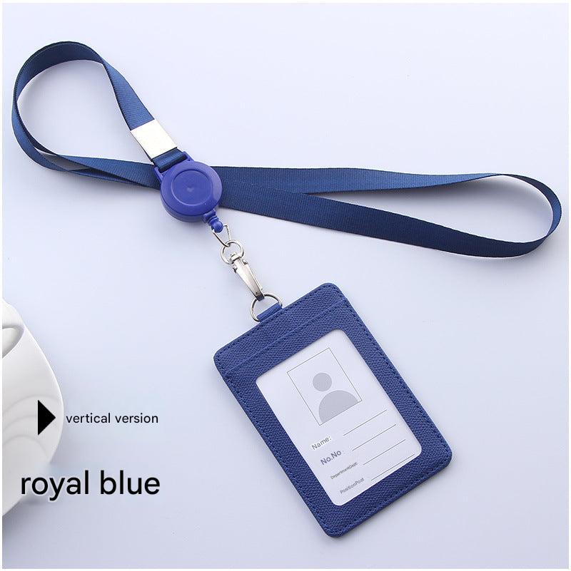 PU badge holder with lanyard in navy blue
