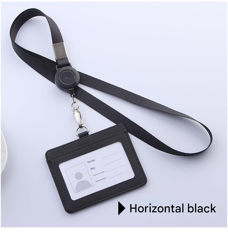 PU badge holder with lanyard in navy blue