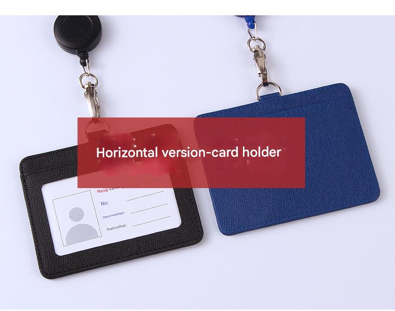 PU badge holder with lanyard in navy blue