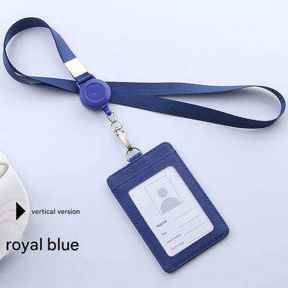 Brown badge holder with adjustable lanyard