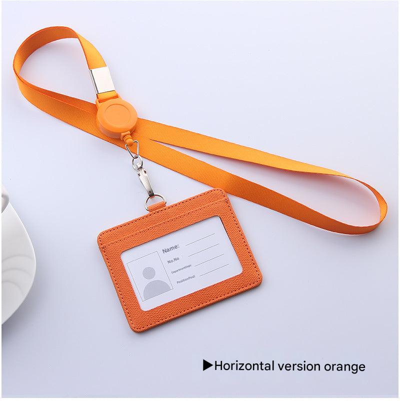 Orange PU card holder for school or work