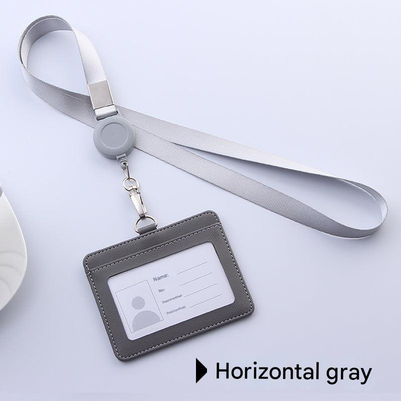 PU badge holder with lanyard in navy blue