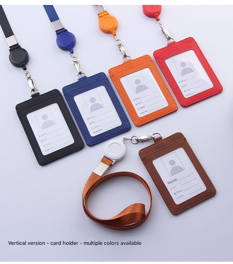 Orange PU card holder for school or work