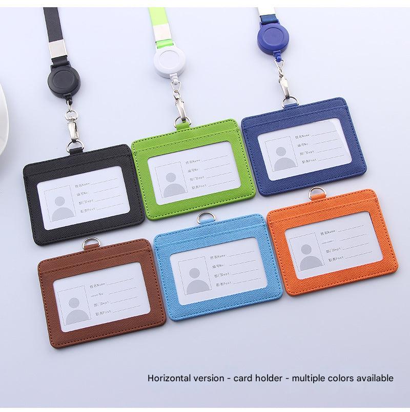 Red ID badge holder with retractable lanyard