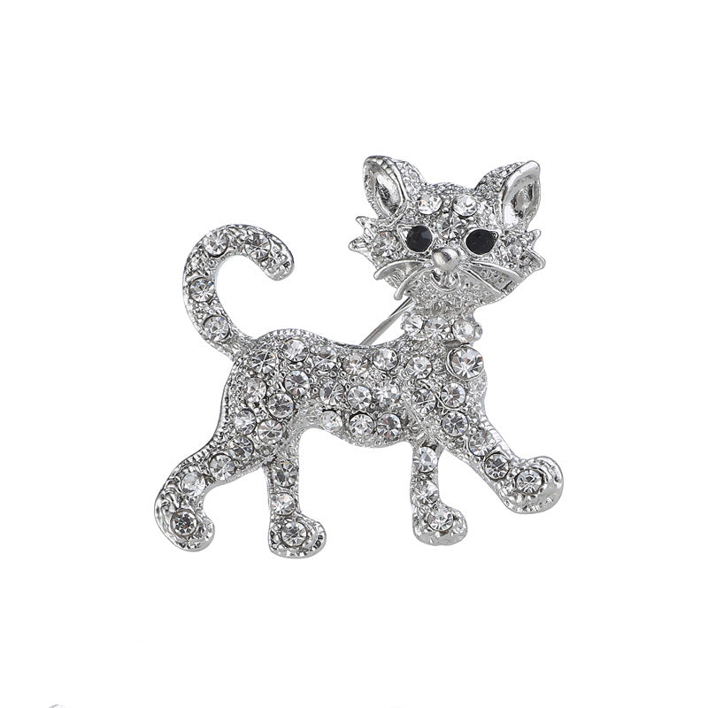 Electroplated alloy cat brooch
