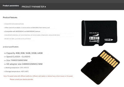 8G memory card included with USB cable