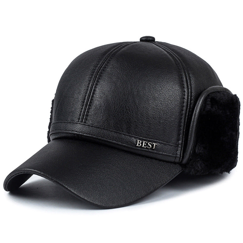 Casual ear-covering cap in black and grey