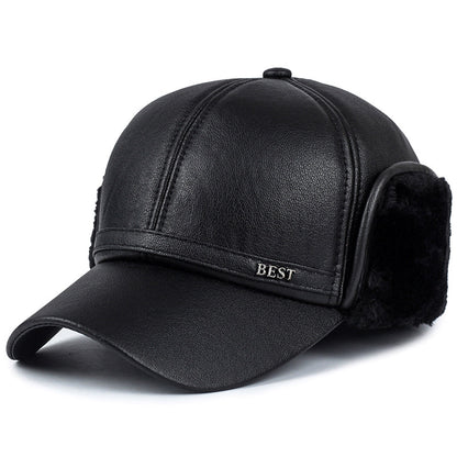 Casual ear-covering cap in black and grey