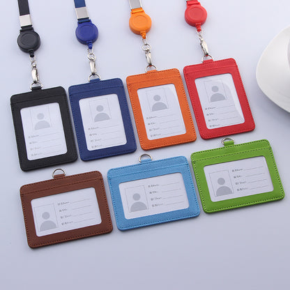 PU badge holder with lanyard in navy blue