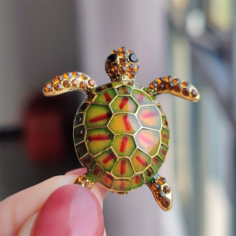 Enamel turtle brooch in blue color image 4