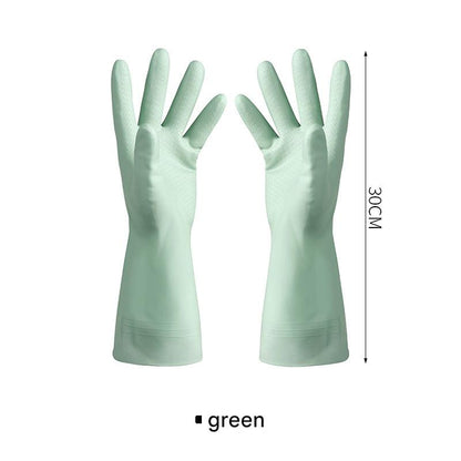 Pink rubber kitchen gloves