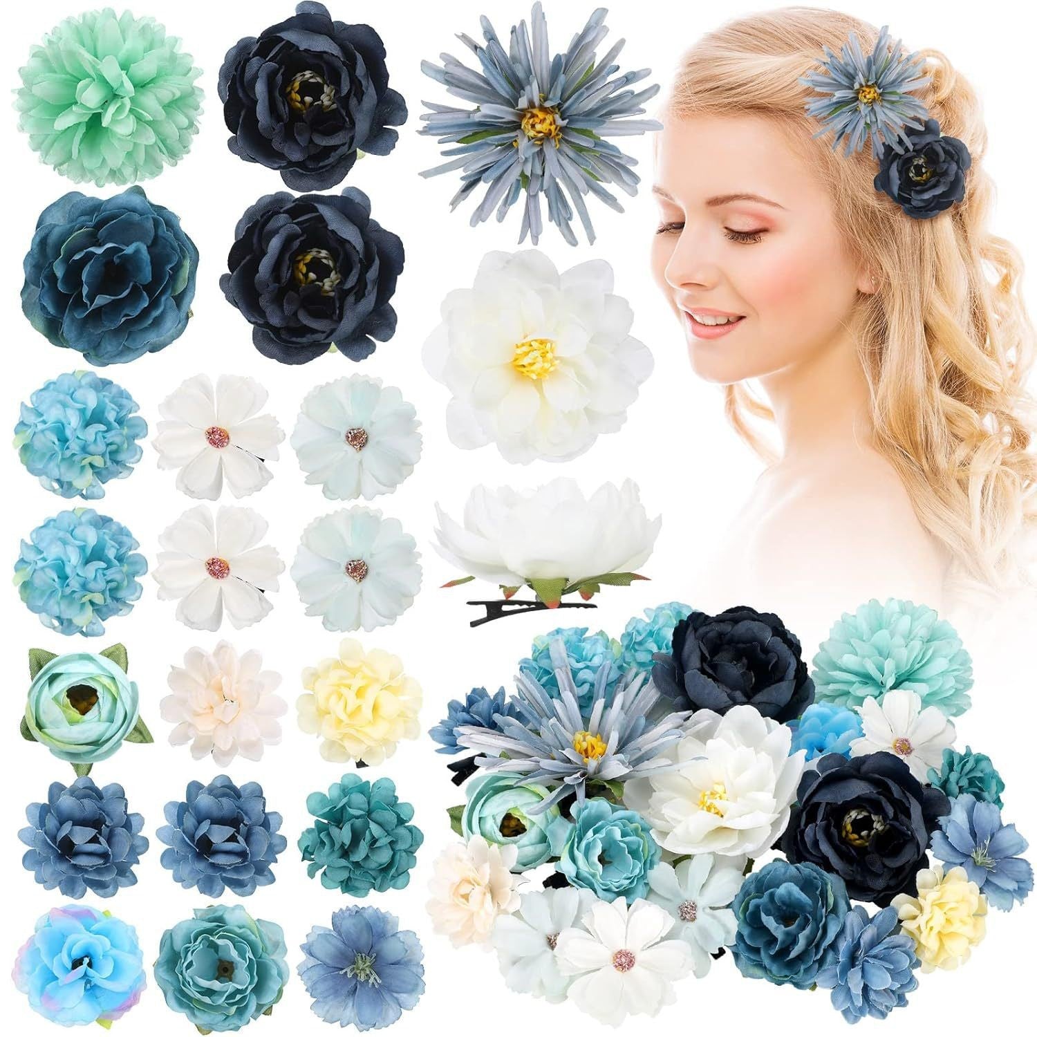 Detail of floral hair clips set image 3