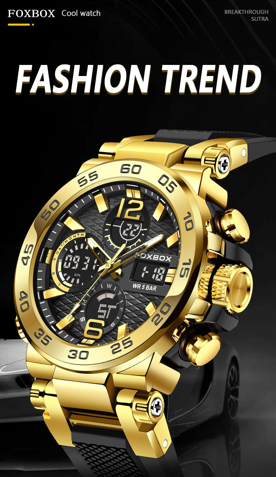 Comfortable silicone men's quartz watch