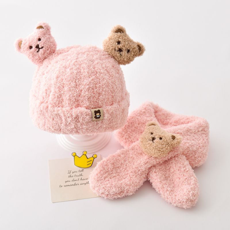 Infant winter clothing cute bear set image 9