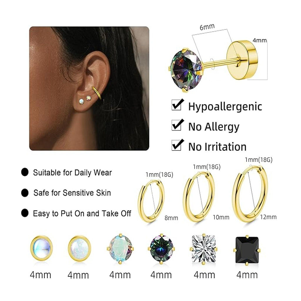 Fashionable ear studs in assorted colors
