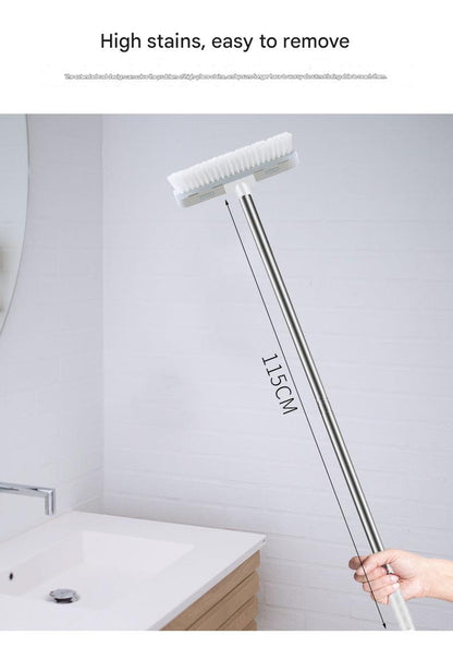 Dual-function bathroom brush in action