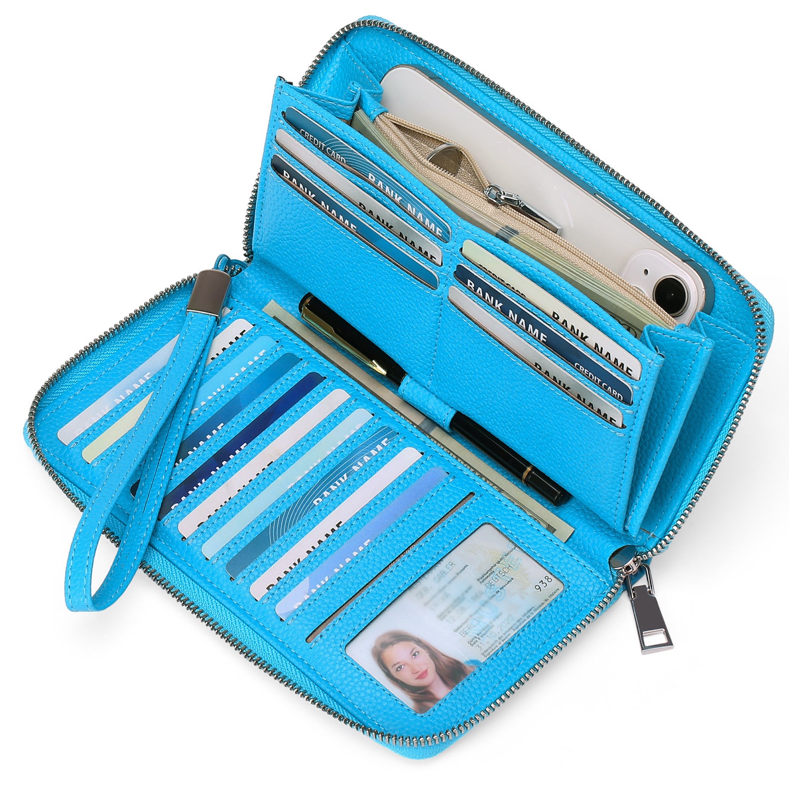 RFID wallet for women in burgundy