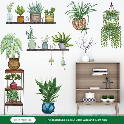fresh green plant wall sticker design 4