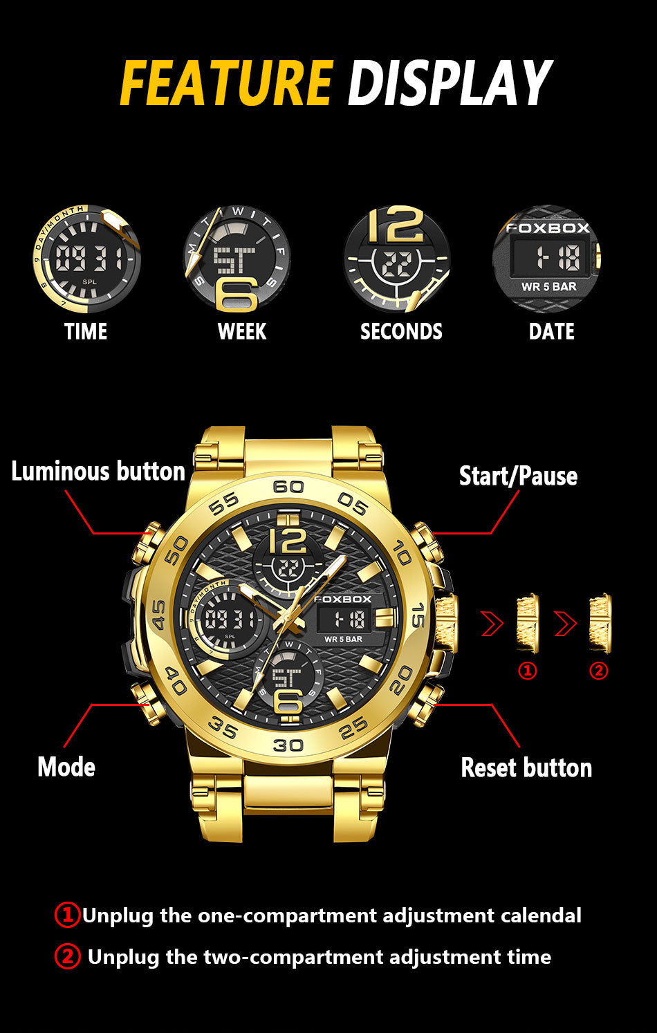 Men's watch with mineral glass and plastic case