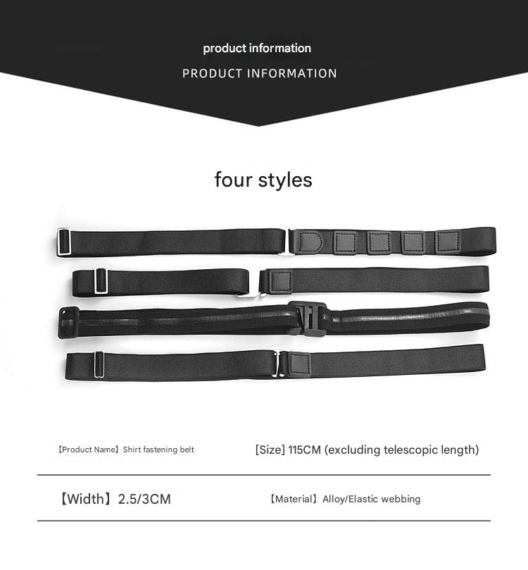 Shirt stay belt in black elastic fabric