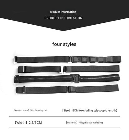 Shirt stay belt in black elastic fabric