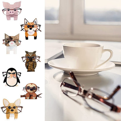 Wooden animal eyeglasses holder owl design