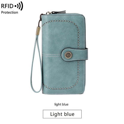 durable zip wallet in gray