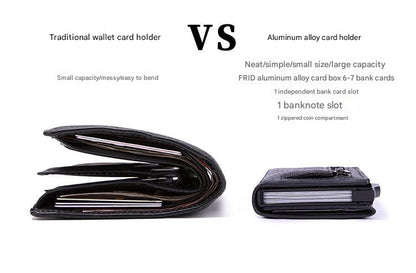 Close-up of RFID card wallet details