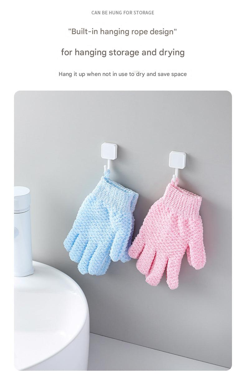 Close-up of exfoliating gloves for body scrub