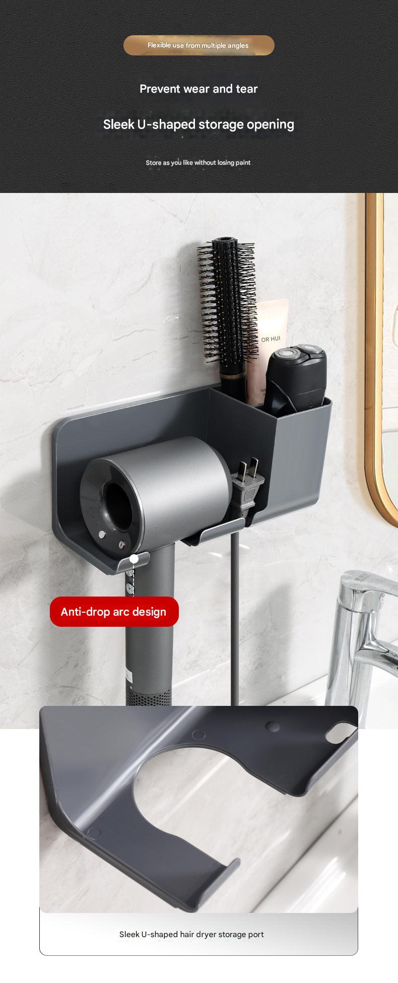 Durable plastic hair dryer holder