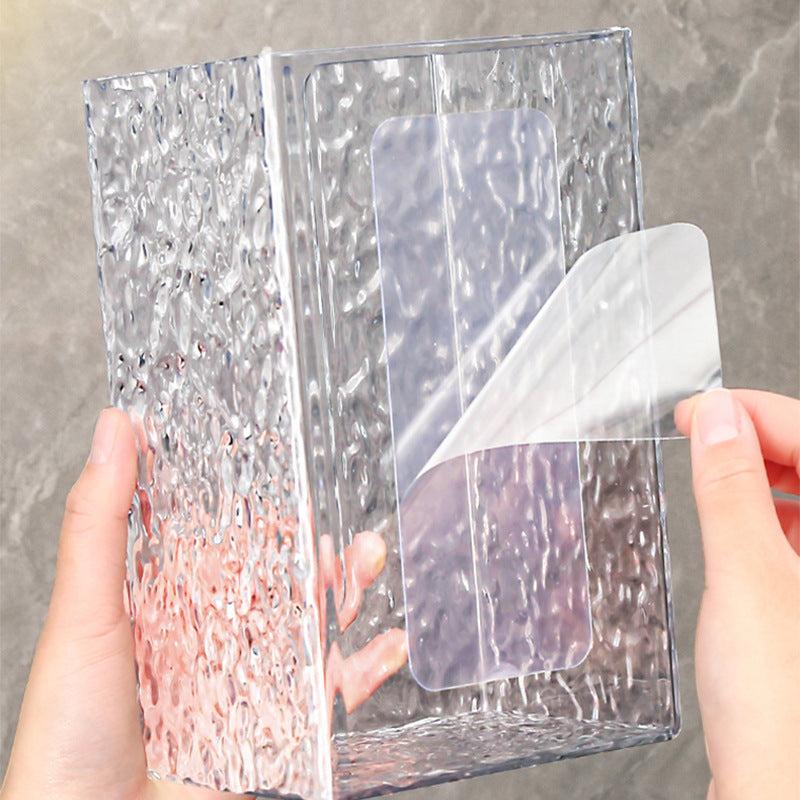 Transparent wall-mounted tissue box design