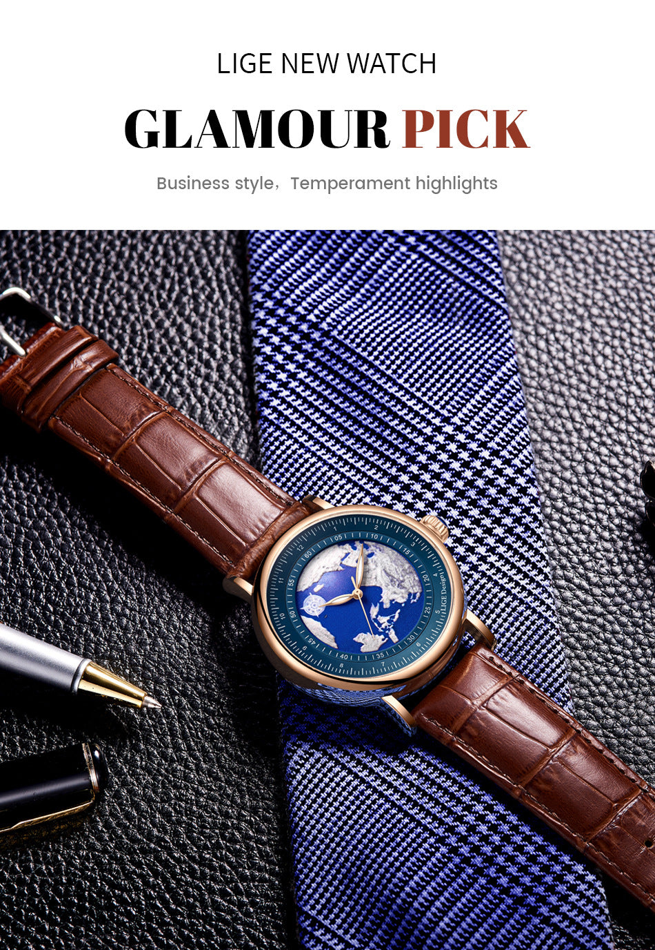 LIGE quartz watch stylish design image 1