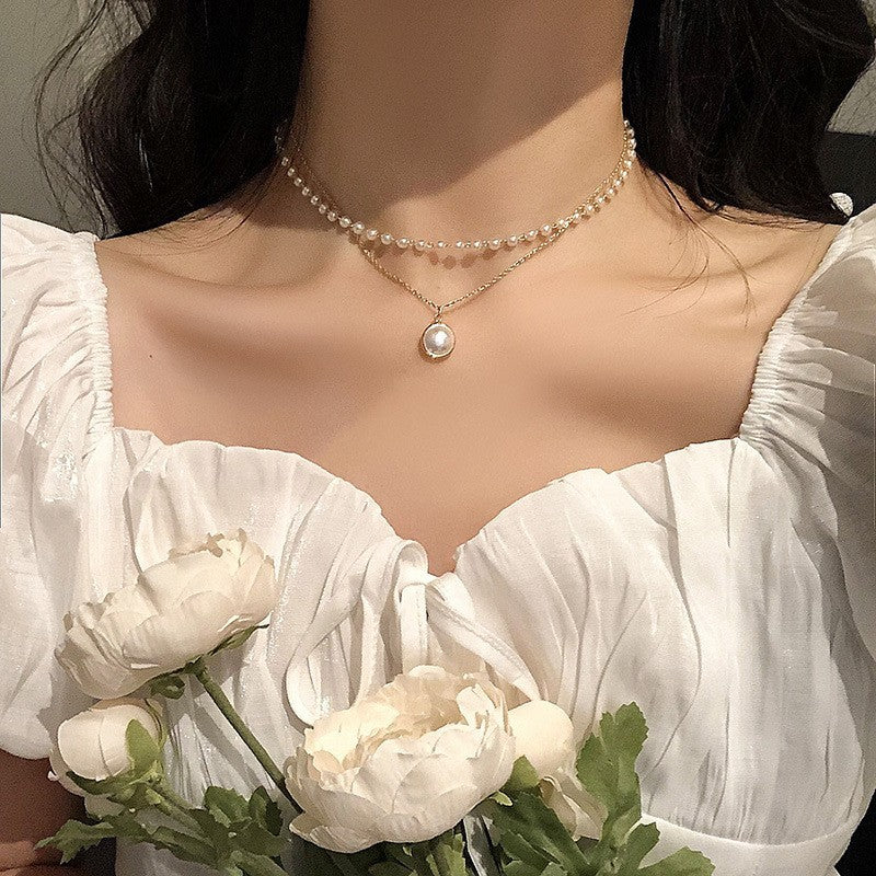 Chic Women's Silver Pearl Necklace Image 6